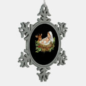 Oh Deer Mary Nativity Scene Christmas Jesus スノーフレークピューターオーナメント (左)