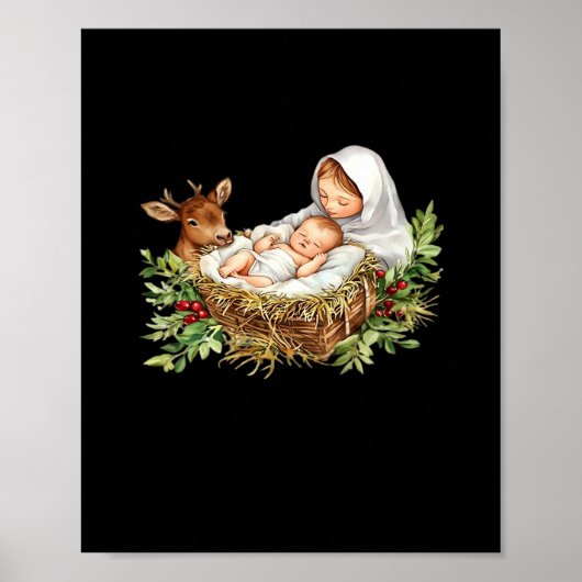 Oh Deer Mary Nativity Scene Christmas Jesus   ポスター (正面)