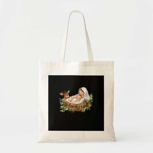 Oh Deer Mary Nativity Scene Christmas JesuTote Bag トートバッグ (正面)