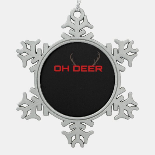 Oh Deer Minimal Aesthetic Vibe  スノーフレークピューターオーナメント (正面)