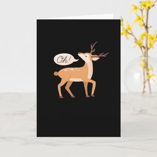 Oh Deer Minimal Clean AesthetiFolded Greeting Card カード (黄色い花)