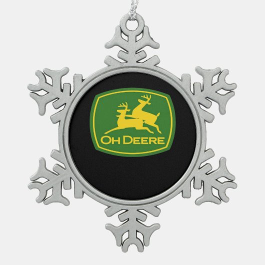 Oh Deer Minimal Modern Design スノーフレークピューターオーナメント (正面)