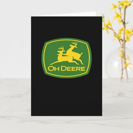 Oh Deer Minimal Modern Design Folded Greeting Card カード (黄色い花)