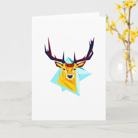 Oh Deer Minimal Rustic Style Folded Greeting Card カード (黄色い花)