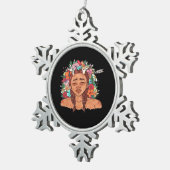 Oh Deer Modern Aesthetic スノーフレークピューターオーナメント (右)