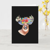 Oh Deer Modern Artistic Style Folded Greeting Card カード (黄色い花)