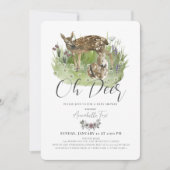 Oh Deer Mom & Fawnフローラボーイベビーシャワー 招待状 (正面)