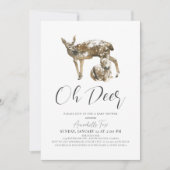 Oh Deer Mom & Fawn Blue Boy Baby Shower 招待状 (正面)