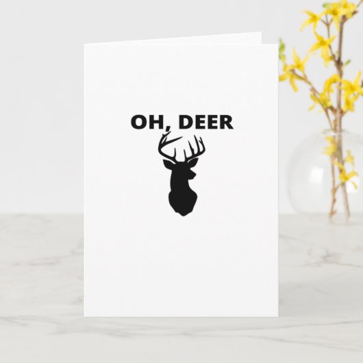 Oh Deer Oh Dear Whimsical Art Folded Greeting Card カード (黄色い花)