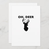 Oh Deer Oh Dear Whimsical Art StyFlat Holiday Card シーズンカード (正面/裏面)