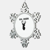 Oh Deer Oh Dear Whimsical Art Style スノーフレークピューターオーナメント (右)