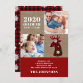 Oh Deer Plaidおもしろい Snowflakesフォトコラージュ シーズンカード (正面/裏面)