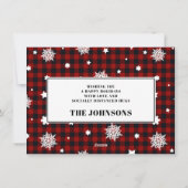 Oh Deer Plaidおもしろい Snowflakesフォトコラージュ シーズンカード (裏面)