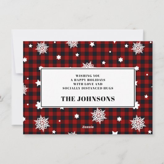 Oh Deer Plaidおもしろい Snowflakesフォトコラージュ シーズンカード (裏面)