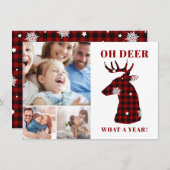 Oh Deer Plaidおもしろい Snowflakesフォトコラージュ シーズンカード (正面/裏面)