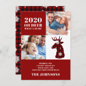 Oh Deer Plaidおもしろい Snowflakesフォトコラージュ シーズンカード (正面/裏面)