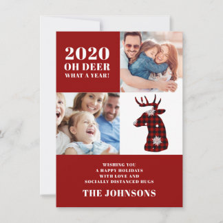 Oh Deer Plaidおもしろい Snowflakesフォトコラージュ シーズンカード