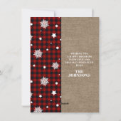 Oh Deer Plaid素朴 Snowflakesフォトコラージュ シーズンカード (裏面)