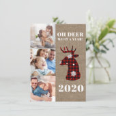 Oh Deer Plaid素朴 Snowflakesフォトコラージュ シーズンカード (スタンド正面)