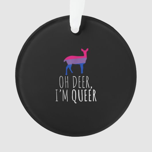 Oh Deer Queer Bisexual Pride Gay LAcrylic Ornament オーナメント (正面)