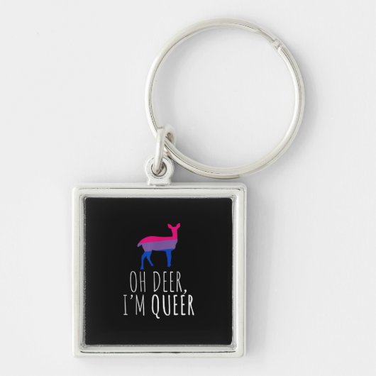 Oh Deer Queer Bisexual Pride Gay Lesbian Design キーホルダー (正面)