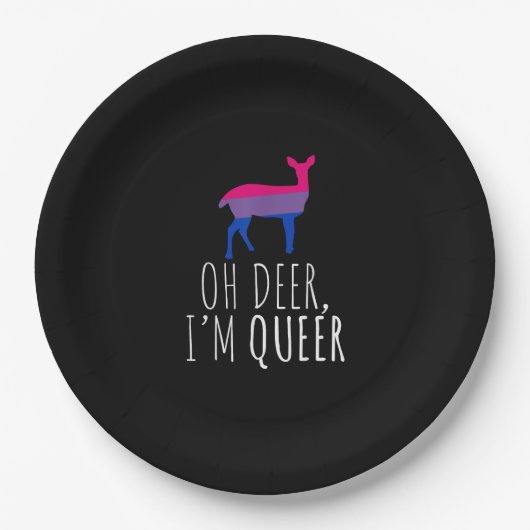 Oh Deer Queer Bisexual Pride Gay Lesbian Design  ペーパープレート (正面)