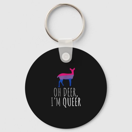 Oh Deer Queer Bisexual Pride Gay Lesbian DKeychain キーホルダー (正面)