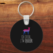 Oh Deer Queer Bisexual Pride Gay Lesbian DKeychain キーホルダー (正面)