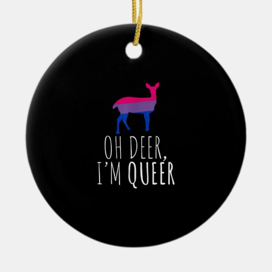 Oh Deer Queer Bisexual Pride Gay Lesbian DOrnament セラミックオーナメント (正面)