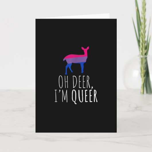 Oh Deer Queer Bisexual Pride GFolded Greeting Card カード (正面)