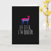 Oh Deer Queer Bisexual Pride GFolded Greeting Card カード (黄色い花)