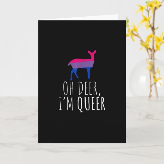 Oh Deer Queer Bisexual Pride GFolded Greeting Card カード (黄色い花)