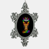 Oh Deer Queer Funny LGBTQ Pride Awareness スノーフレークピューターオーナメント (左)