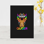 Oh Deer Queer Funny LGBTQ PridFolded Greeting Card カード (黄色い花)