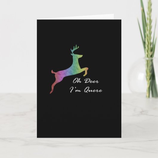 Oh Deer Queer Funny Pun LGBT PFolded Greeting Card カード (正面)