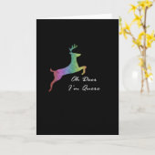 Oh Deer Queer Funny Pun LGBT PFolded Greeting Card カード (黄色い花)