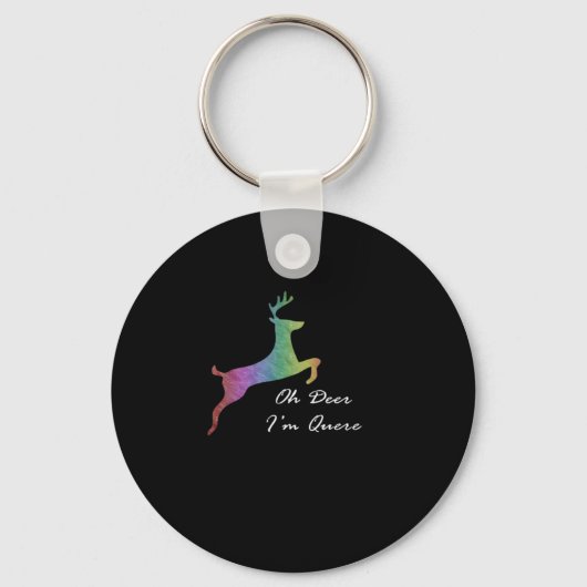 Oh Deer Queer Funny Pun LGBT Pride CelebraKeychain キーホルダー (正面)