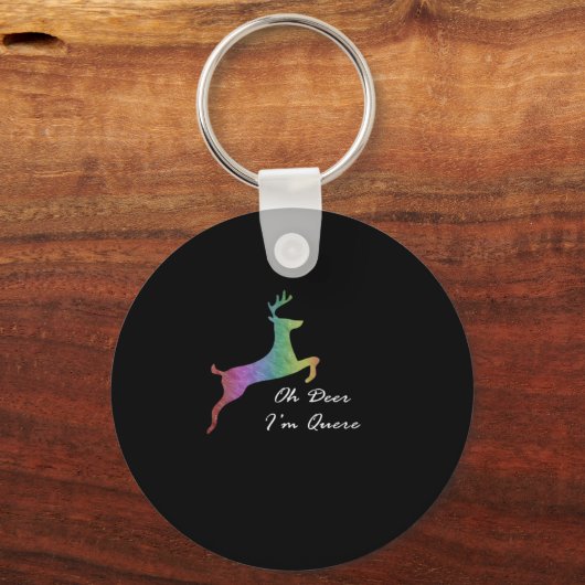 Oh Deer Queer Funny Pun LGBT Pride CelebraKeychain キーホルダー (正面)