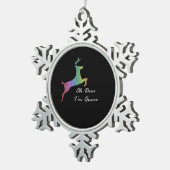 Oh Deer Queer Funny Pun LGBT Pride Celebration スノーフレークピューターオーナメント (右)