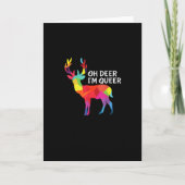 Oh Deer Queer Funny Pun LGBT Pride Design カード (正面)