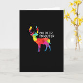 Oh Deer Queer Funny Pun LGBT Pride Design カード (黄色い花)