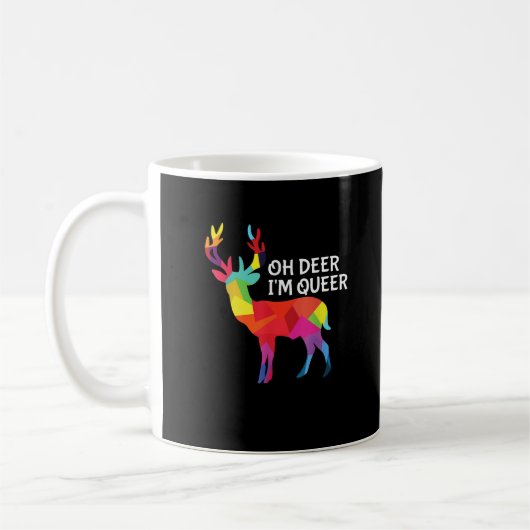 Oh Deer Queer Funny Pun LGBT Pride Design コーヒーマグカップ (左)