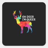 Oh Deer Queer Funny Pun LGBT Pride Design スクエアシール (正面)