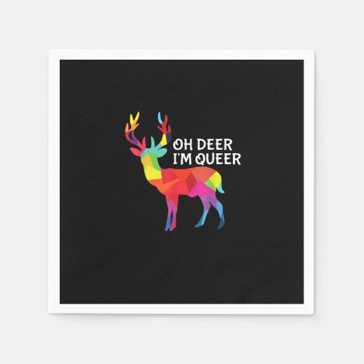 Oh Deer Queer Funny Pun LGBT Pride Design スタンダードカクテルナプキン (正面)