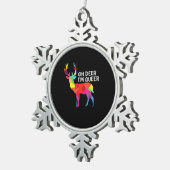 Oh Deer Queer Funny Pun LGBT Pride Design スノーフレークピューターオーナメント (右)