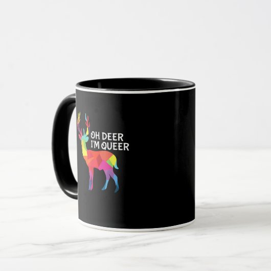 Oh Deer Queer Funny Pun LGBT Pride Design マグカップ (正面左)