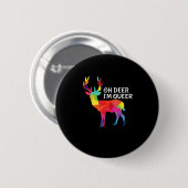 Oh Deer Queer Funny Pun LGBT Pride Design 缶バッジ (正面&裏面)