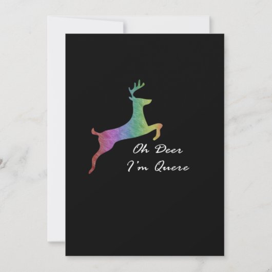 Oh Deer Queer Funny Pun LGBT PridFlat Holiday Card シーズンカード (正面)