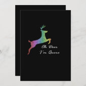 Oh Deer Queer Funny Pun LGBT PridFlat Holiday Card シーズンカード (正面/裏面)