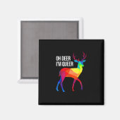 Oh Deer Queer LGBTプライドお祝いデザイン マグネット (正面/裏面)
